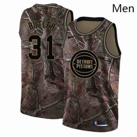 Mens Nike Detroit Pistons 31 Caron Butler Swingman Camo Realtree Collection NBA Jersey